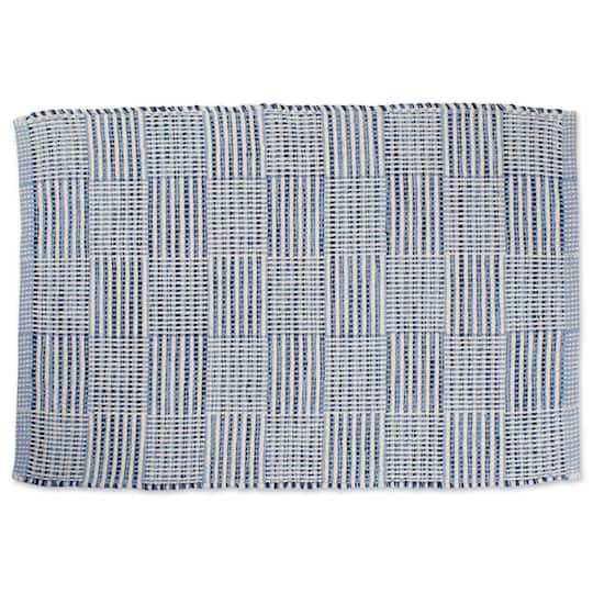 DII® Blue Squares Recycled Yarn Rug, 2ft. x 3ft.